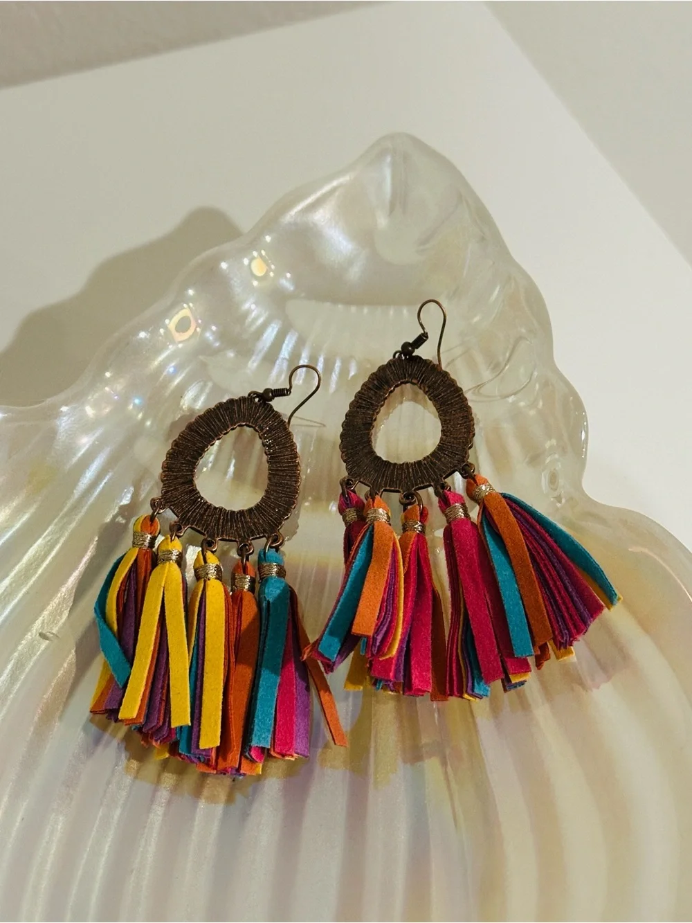 Boho Multicolor Tassel Drop Earrings